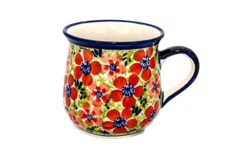 Cana ceramica smaltuita pentru ceai / cafea / vin fiert Fire Poppies, in forma de "balon", pictata manual, 250 ml [1]