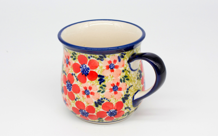 Cana ceramica smaltuita pentru ceai / cafea / vin fiert Fire Poppies, in forma de "balon", pictata manual, 250 ml [1]