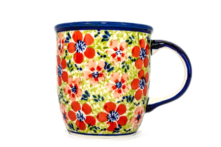 Colectia Fire Poppies - Cana ceramica smaltuita pentru ceai / cafea / vin fiert Fire Poppies, pictata manual, 350 ml