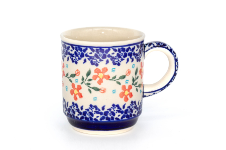 Reduceri - Cana ceramica smaltuita pentru ceai / cafea / vin fiert Floral-Heaven, pictata manual, 250 ml