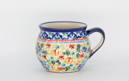 Cana ceramica smaltuita pentru ceai / cafea / vin fiert Garden, in forma de "balon", pictata manual, 320 ml [0]