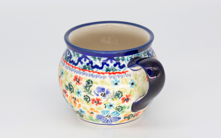 Cana ceramica smaltuita pentru ceai / cafea / vin fiert Garden, in forma de "balon", pictata manual, 320 ml [2]