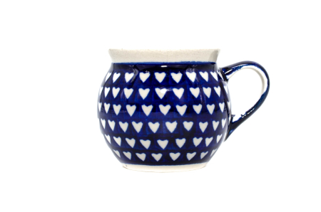 Cana ceramica smaltuita pentru ceai / cafea / vin fiert Love Hearts, in forma de "balon", pictata manual, 220 ml [0]