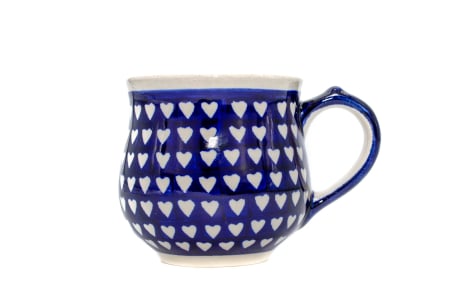 Cani ceramica - Cana ceramica smaltuita pentru ceai / cafea / vin fiert Love Hearts, in forma de "balon", pictata manual, 230ml