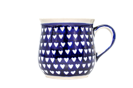 Cana ceramica smaltuita pentru ceai / cafea / vin fiert Love Hearts, in forma de "balon", pictata manual, 250 ml [0]