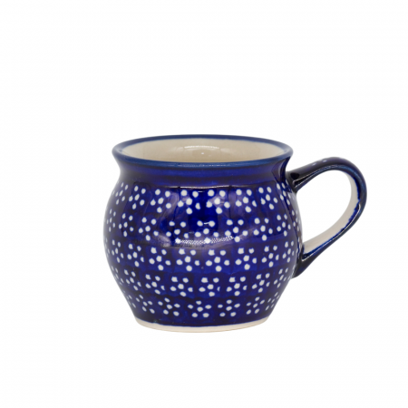 Cana ceramica smaltuita  pentru ceai / cafea / vin fiert Navy Blue, in forma de "balon", pictata manual, 160 ml [0]
