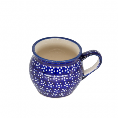 Cana ceramica smaltuita  pentru ceai / cafea / vin fiert Navy Blue, in forma de "balon", pictata manual, 160 ml [2]