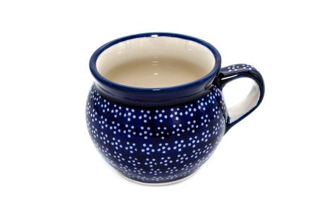 Cana ceramica smaltuita pentru ceai / cafea / vin fiert Navy Blue, in forma de "balon", pictata manual, 420 ml [1]