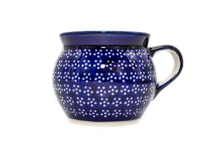 Cani ceramica - Cana ceramica smaltuita pentru ceai / cafea / vin fiert Navy Blue, in forma de "balon", pictata manual, 420 ml
