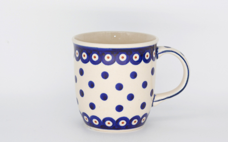 Cana ceramica smaltuita pentru ceai / cafea / vin fiert Peacock Dots, pictata manual, 350 ml [0]