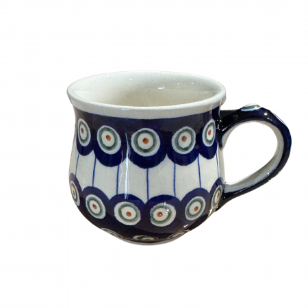 Cana ceramica smaltuita pentru ceai / cafea / vin fiert Peacock Eyes, in forma de "balon", pictata manual, 230ml [1]