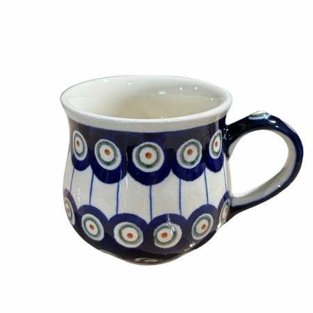 Cana ceramica smaltuita pentru ceai / cafea / vin fiert Peacock Eyes, in forma de "balon", pictata manual, 230ml [4]