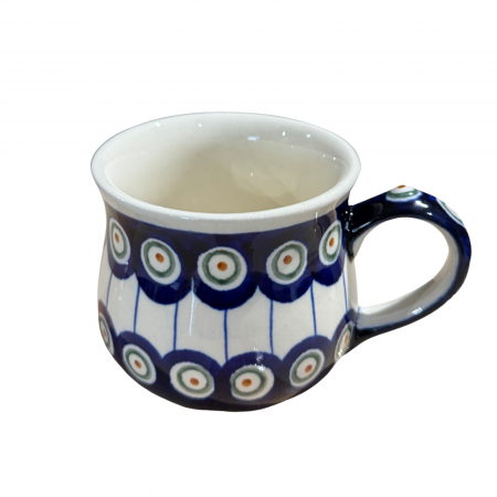Cana ceramica smaltuita pentru ceai / cafea / vin fiert Peacock Eyes, in forma de "balon", pictata manual, 230ml [2]