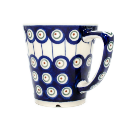 Cana ceramica smaltuita pentru ceai / cafea / vin fiert Peacock Eyes, pictata manual, 350 ml [2]