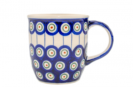 Cani ceramica - Cana ceramica smaltuita pentru ceai / cafea / vin fiert Peacock Eyes, pictata manual, 350 ml