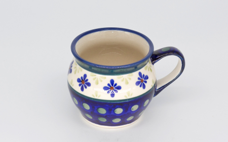 Cana ceramica smaltuita pentru ceai / cafea / vin fiert Peacock Flowers, in forma de "balon", pictata manual, 160 ml [1]