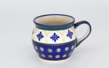 Cana ceramica smaltuita pentru ceai / cafea / vin fiert Peacock Flowers, in forma de "balon", pictata manual, 160 ml [0]