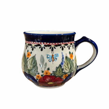 Cana ceramica smaltuita pentru ceai / cafea / vin fiert Poppy Fountain, in forma de "balon", pictata manual, 230ml [1]