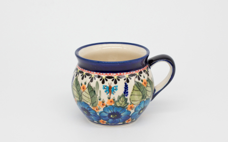 Cana ceramica smaltuita pentru ceai / cafea / vin fiert Regal Bouquet, in forma de "balon", pictata manual, 320 ml [1]