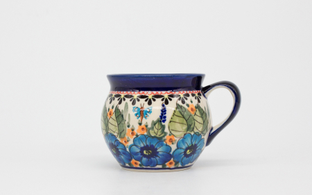 Cana ceramica smaltuita pentru ceai / cafea / vin fiert Regal Bouquet, in forma de "balon", pictata manual, 320 ml [0]