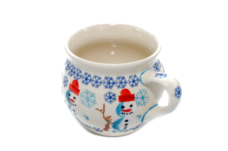 Cana ceramica smaltuita pentru ceai / cafea / vin fiert Snowman Dance, in forma de "balon", pictata manual, 420 ml [2]
