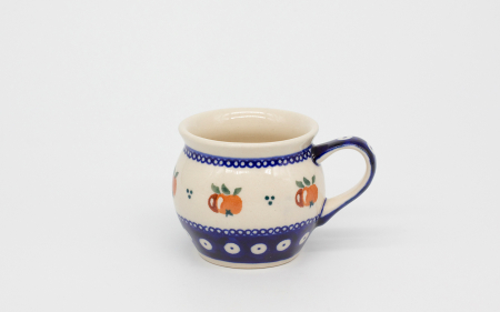 Cana ceramica smaltuita pentru pentru ceai / cafea / vin fiert Apples, in forma de "balon", pictata manual, 160 ml [1]