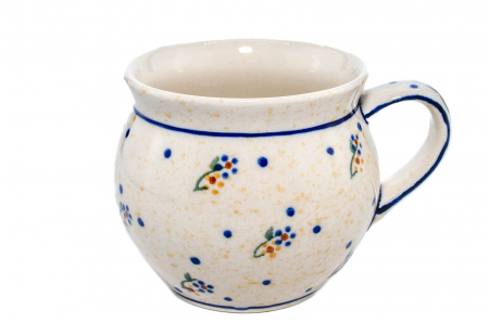 Cani ceramica - Cana ceramica smaltuita pentru pentru ceai / cafea / vin fiert Little Flowers, in forma de "balon", pictata manual, 320 ml