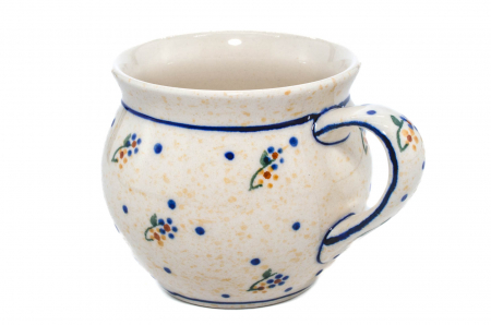 Cana ceramica smaltuita pentru pentru ceai / cafea / vin fiert Little Flowers, in forma de "balon", pictata manual, 320 ml [4]