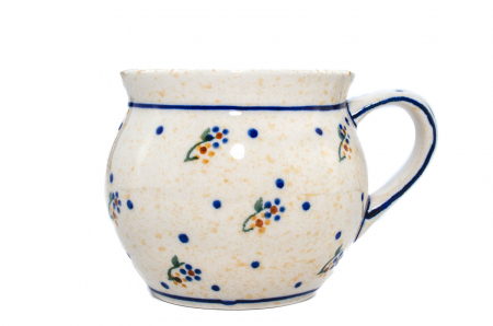 Cana ceramica smaltuita pentru pentru ceai / cafea / vin fiert Little Flowers, in forma de "balon", pictata manual, 320 ml [3]