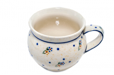 Cana ceramica smaltuita pentru pentru ceai / cafea / vin fiert Little Flowers, in forma de "balon", pictata manual, 320 ml [2]
