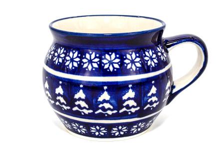 Cana pentru cafea/ceai/vin fiert Christmas Night in forma de "balon", ceramica smaltuita, pictata manual, 420 ml [4]