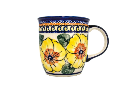 Cana pentru cafea, ceai, vin fiert Daisy Drops, ceramica smaltuita, pictata manual, 350 ml [0]