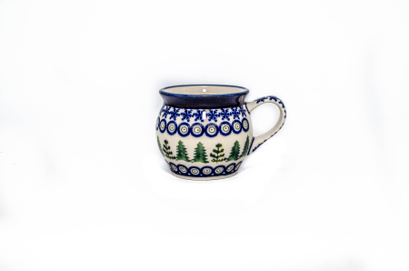 Cana pentru cafea/ceai/vin fiert Festive Trees in forma de "balon", ceramica smaltuita, pictata manual, 160 ml [0]