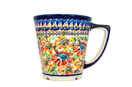 Cana pentru cafea, ceai, vin fiert Flower Jungle, ceramica smaltuita, pictata manual, 350 ml [3]