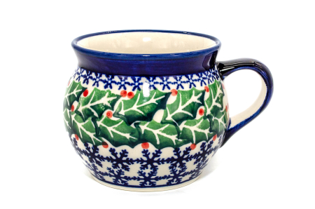Cana pentru cafea/ceai/vin fiert Mistletoe in forma de "balon", ceramica smaltuita, pictata manual, 420 ml [3]
