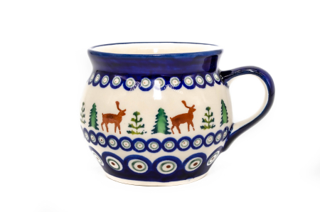 Set ceai pentru Craciun 2 persoane Reindeer, 2 cani  "balon"+zaharnita, ceramica poloneza pictata manual [1]