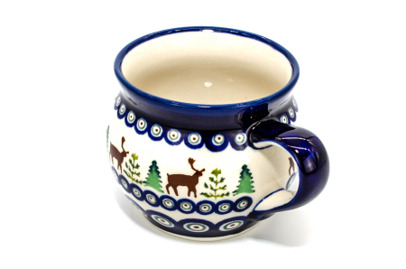Cana pentru cafea/ceai/vin fiert Reindeer in forma de "balon", ceramica smaltuita, pictata manual, 420 ml [3]