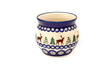 Cana pentru cafea/ceai/vin fiert Reindeer in forma de "balon", ceramica smaltuita, pictata manual, 420 ml [2]