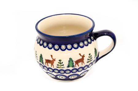 Cana pentru cafea/ceai/vin fiert Reindeer in forma de "balon", ceramica smaltuita, pictata manual, 420 ml [1]