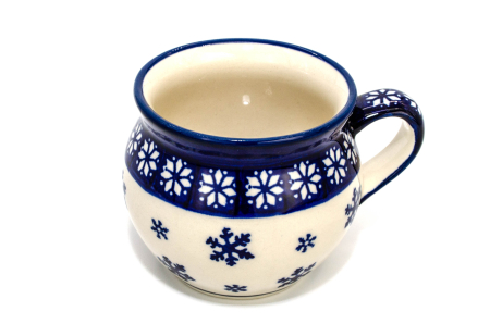 Cana pentru cafea/ceai/vin fiert Snowflakes in forma de "balon", ceramica smaltuita, pictata manual, 320 ml [1]