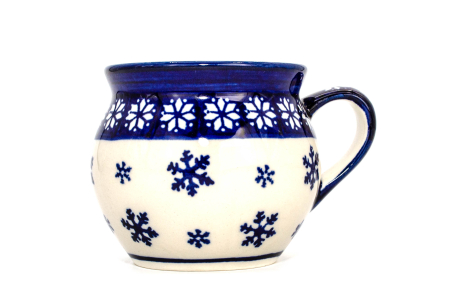 Cana pentru cafea/ceai/vin fiert Snowflakes in forma de "balon", ceramica smaltuita, pictata manual, 320 ml [0]