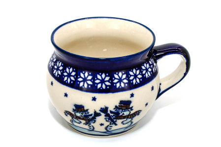 Cana pentru cafea / ceai / vin fiert Snowman Pair in forma de "balon", ceramica smaltuita, pictata manual, 420 ml [1]