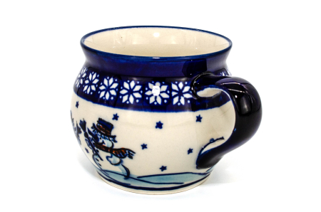 Cana pentru cafea / ceai / vin fiert Snowman Pair in forma de "balon", ceramica smaltuita, pictata manual, 420 ml [3]