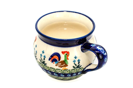 Cana pentru cafea, ceai, vin fiert Vintage Rooster in forma de "balon", ceramica smaltuita, pictata manual, 420 ml [1]