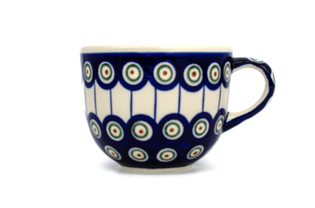 Colectia Peacock Eyes - 2 x Cana pentru cafea Peacock Eyes, ceramica smaltuita, pictata manual, 350 ml