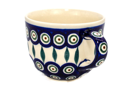 Cana pentru cafea Peacock Tear Drops, ceramica smaltuita, pictata manual, 350 ml [3]