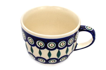 Cana pentru cafea Peacock Tear Drops, ceramica smaltuita, pictata manual, 350 ml [5]