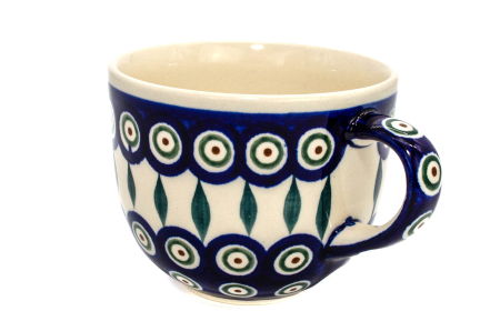 Cana pentru cafea Peacock Tear Drops, ceramica smaltuita, pictata manual, 350 ml [2]