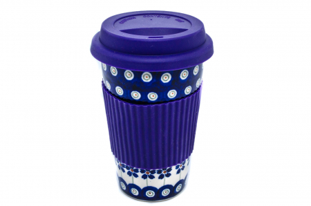 Cana termica Floral Peacock, ceramica smaltuita, pictata manual [3]