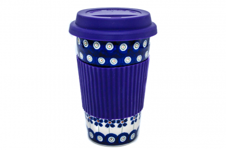 Cana termica Floral Peacock, ceramica smaltuita, pictata manual [2]